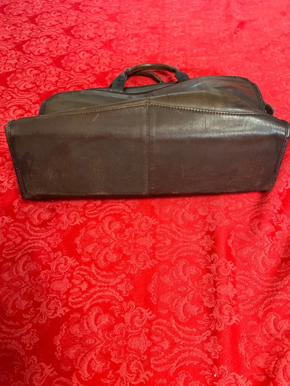 Brown Leather Briefcase Laptop Bag Mens Business Carry Top Handle